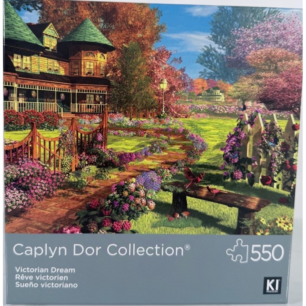 550 Piece Puzzle Caplyn Dor Victorian Home Estate Garden Flowers picket fence